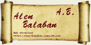 Alen Balaban vizit kartica